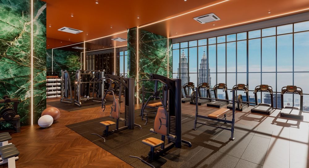 Sky gym with KLCC skyline view